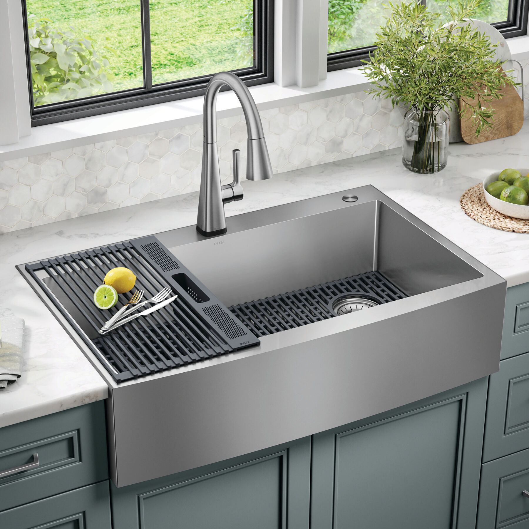 36” Retrofit Farmhouse Apron Front 16 Gauge Stainless Steel Single Bowl Kitchen Sink for Undermount / Drop-In Installation with Accessories, image 11